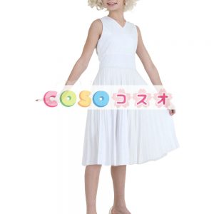 キッズ　ハロウィン　コスチューム　女の子用　映画　ドレス　ホワイト　―festival-0357