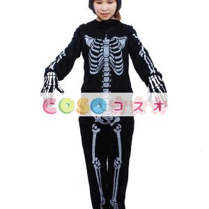 ハロウィングッズ　スケルトン　ブラック　男女兼用　合成繊維　ハロウィーン　大人用　ジャンプスーツ　―festival-0406