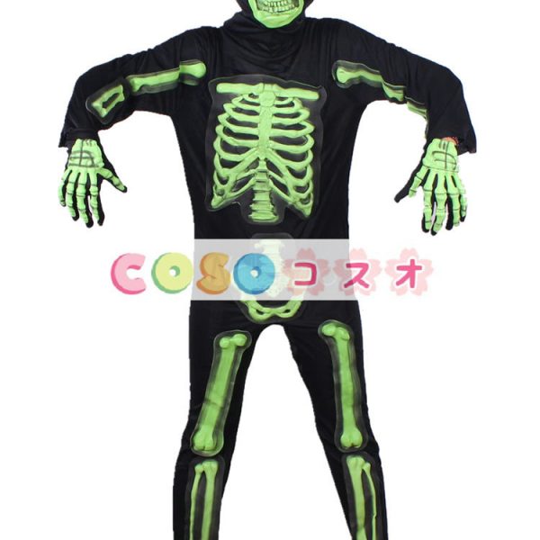 ハロウィン　グリーン　ポリエステル　スケルトンプリント　コスチューム―festival-0454 1