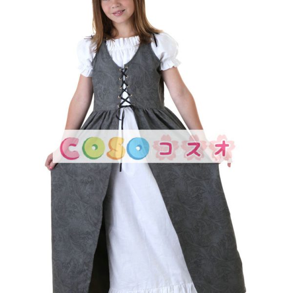 ハロウィン　ルネッサンス　ドレス　グレー　コスチューム　中世風　キッズ用　子供用　合成繊維―festival-0456 1