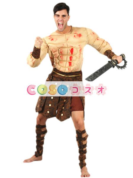 ハロウィン　ローマ戦士　筋肉　ゲーム・オブ・スローンズ　ブラウン　コスチュームコスプレ　男性用―festival-0468 1