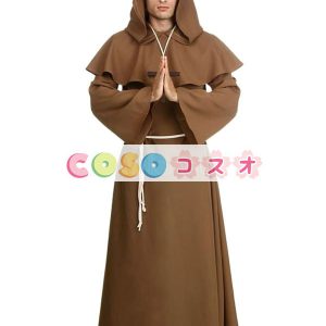 ハロウィン　ブラウン　モンクローブ　男性用　ポリエステル　コスチュームコスプレ―festival-0533