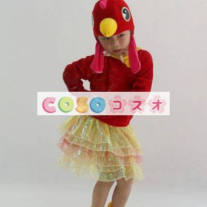 チキン　レッド　ニワトリ　鶏　キッズ用　コスチューム　ハロウィン　ポリエステル―festival-0539