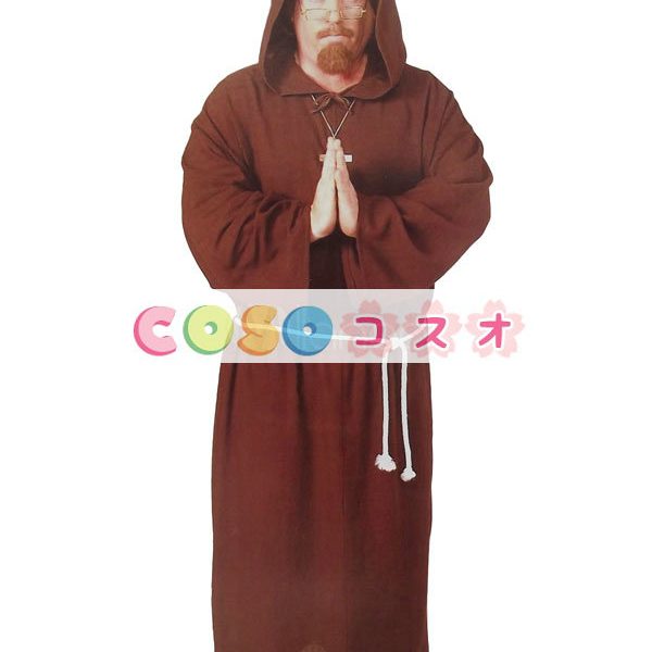 モンクローブ　ダークレッド　男性用　コスチューム　ハロウィン　ポリエステル―festival-0548 1