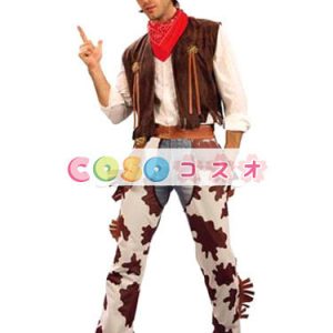 ハロウィングッズ　ブラウン　カウボーイ　男性用　大人用　ポリエステル　スカーフ&パンツ&トップス&帽子　ハロウィーン　―festival-0625
