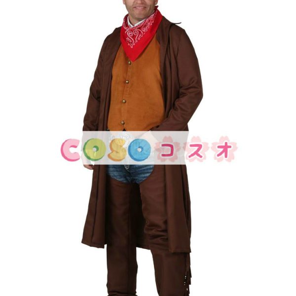 ハロウィングッズ　ブラウン　パンツ&トップス&コート&帽子　カウボーイ　ポリエステル　ハロウィーン　大人用　男性用　―festival-0626 1