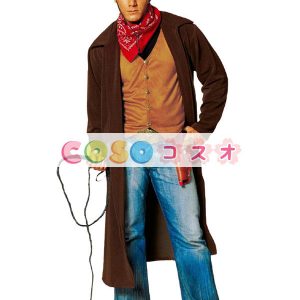 ハロウィングッズ　ブラウン　スカーフ&トップス&コート&帽子　カウボーイ　ポリエステル　ハロウィーン　大人用　男性用　―festival-0628