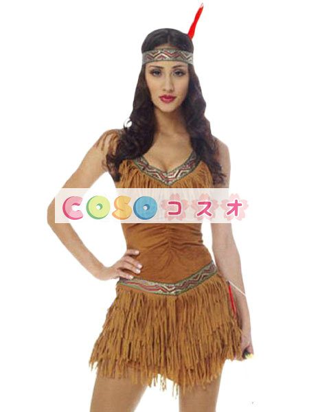 ハロウィーン ネイティブ インド舞踊衣装原始的な野蛮人の女家長の服―festival-0691 1