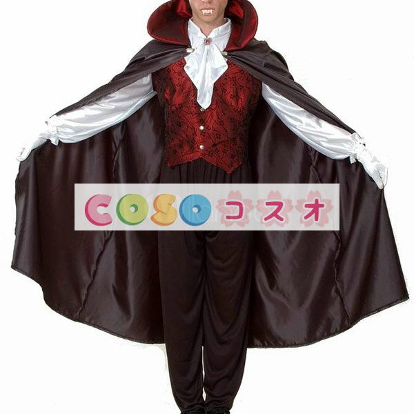 ハロウィン　バンパイア　コスチューム　ブラックマント　カウントドラキュラ　コスチュームコスプレ―festival-0344 1