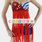 ホリデーコスチューム　独立記念日　アメリカ　レッド　祝日　シークイン　女性用―festival-0602