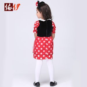 コスチューム衣装　ミッキーマウス　Mickey　Mouse　レッド　ドレス　女の子用-halloween-trz0725-0315