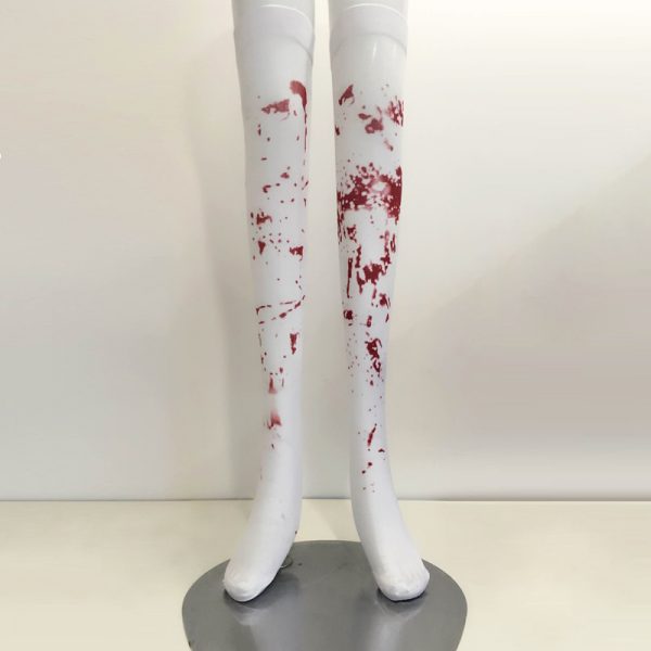 Music Legs ゾンビコスチューム用のストッキング 血のり ニーハイソックス 赤色の血のついた柄のゾンビの ホラー ハロウィン 衣装 仮装 グッズ パーティーグ-Halloween-trw0725-0187 1
