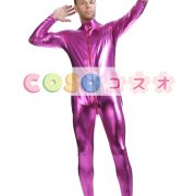 メタリック全身タイツ　ジャンプスーツ　ローズレッド　大人用　―taitsu-tights1470 2