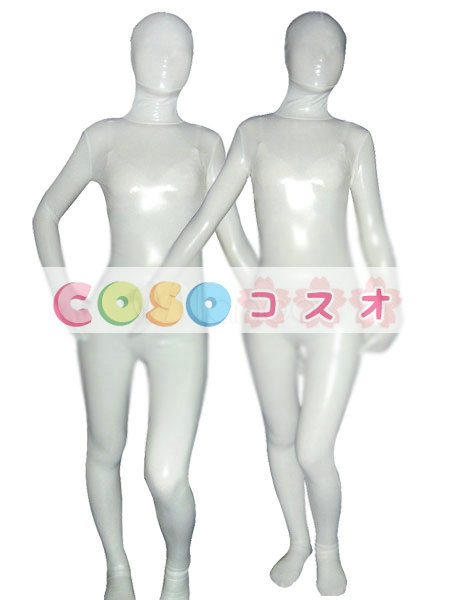 全身タイツ　ホワイト　メタリック　開口部のない　コスチューム衣装―taitsu-tights0009