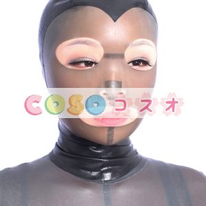 全身タイツアクセサリー，マスク　目と口が開いている　ブラック　仮装コスチューム　コスプレ―taitsu-tights0201