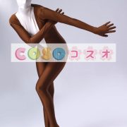 全身タイツ，ブラウン＆ホワイト　ユニセックス　カラーブロック　大人用　開口部のない全身タイツ　仮装コスチューム　―taitsu-tights0639 2