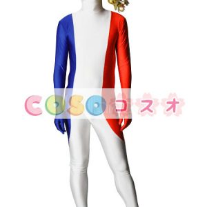 全身タイツ　フランスの国旗柄　ユニセックス　大人用　コスチューム衣装　コスプレ　―taitsu-tights1082