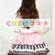 ピンク　ロリィタスカート　スウィート　レーストリム　ピアノ　プリント ―Lolita0007 2