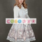 ロリィタジャンパースカート　パーティー　可愛い　合成繊維　プリント柄　リボン　 ―Lolita0048 2
