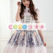 ロリータ服　ワンピース　アプリコット　プリント　ドレス　ポリエステル　スィート　レース　カジュアル　 ―Lolita0082 2