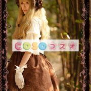 ロリータ服，ジャンパースカート　エクリュホワイト・ブラウン　レースアップ ―Lolita0103 2