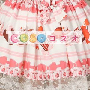 スウィート　ピンク　ロリィタスカート　ショット　レーストリム　ケーキプリント ―Lolita0216