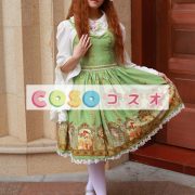 ロリータ服，ジャンパースカート　新作　編み上げタイプ　プリント柄　スィート　レース付き ―Lolita0219 2