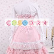 ロリータワンピース，ピンク　スタンドカラー　姫袖　刺繍レース　リボン　キュート ―Lolita0225 2