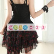 ロリータスカート，ブラック＆レッド　レース　ティアド　パンク　綿混紡　 ―Lolita0226 2