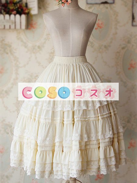 ロリータ服　スカート　スィート　単色　レース　 ―Lolita0231