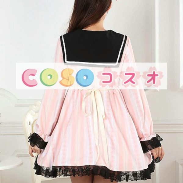 ロリータ服　ワンピース　ピンク　プリント　ドレス　ポリエステル　スィート　レース　カジュアル　 ―Lolita0253