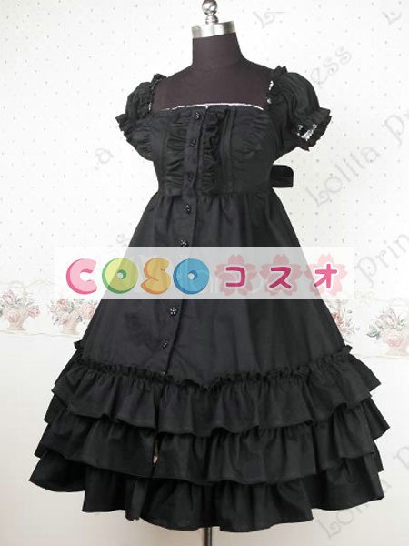 甘いスクエア ネック ピュア コットン カントリーロリータ ドレスをフリルします。 ―Lolita0297