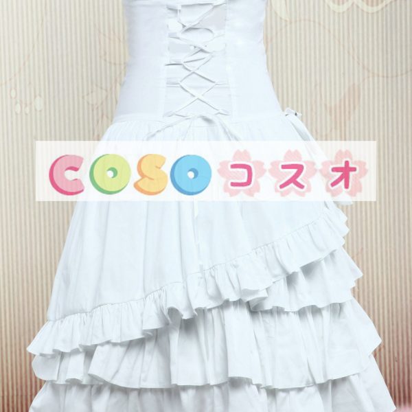 ロリータワンピース，ホワイト　ティアド　ストラップレス　スィート　コットン　 ―Lolita0355 1