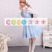 ロリータジャンパースカート，ブルー　縞模様　蝶結び　スィート　コットン　 ―Lolita0365 2