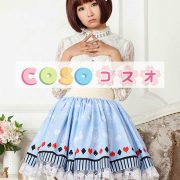 ロリータ服　スカート　プリント　ポリエステル　スウィート　ライトブルー　カジュアル　レース　 ―Lolita0384 2