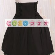 ロリータスカート，ブラック　プリーツ　リボン　ゴージャス　コットン　 ―Lolita0388 2