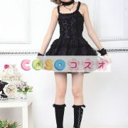 ロリータジャンパースカート，レッド　ストラップ　レース　パンク　綿混紡　 ―Lolita0426 2