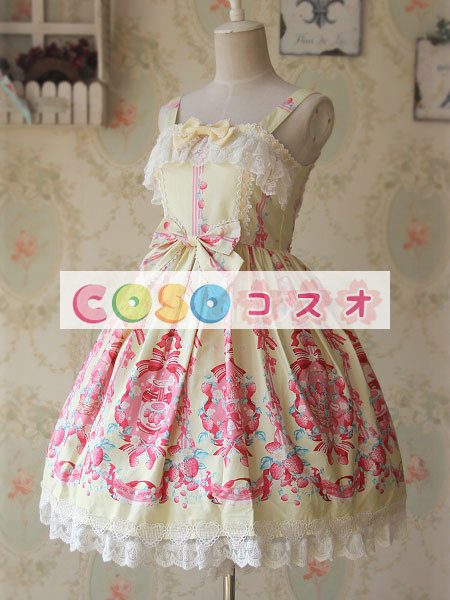 ロリィタジャンパースカート　スウィート　コットン　プリント付き　カジュアル　 ―Lolita0432
