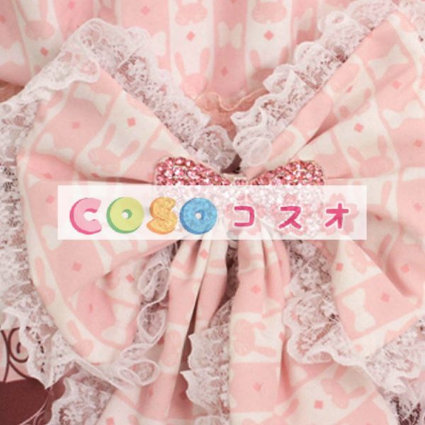 ロリータ服，ジャンパースカート　ピンク　リボン付き　レース付き　スィート ―Lolita0441