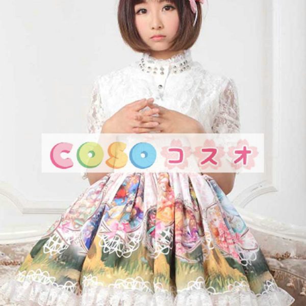 ロリータ服　スカート　スィート　ポリエステル　プリント　ピンク　カジュアル　 ―Lolita0452