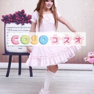 ロリータワンピース，ロリータファッション　ピンク　リボン　姫風　ショートスリーブ　キュート ―Lolita0466