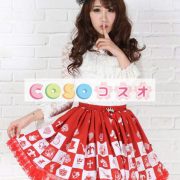 ロリータ服，スカート　レッド　可愛い　スィート　プリント柄　レース付き　 ―Lolita0476 2