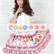 ロリータ服，スカート　ピンク　スィート　プリント柄　ラッフルズ　 ―Lolita0496 2