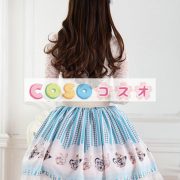 ロリータ服　スカート　ブルー　スィート　可愛い　新作　プリント　レース　 ―Lolita0551 2