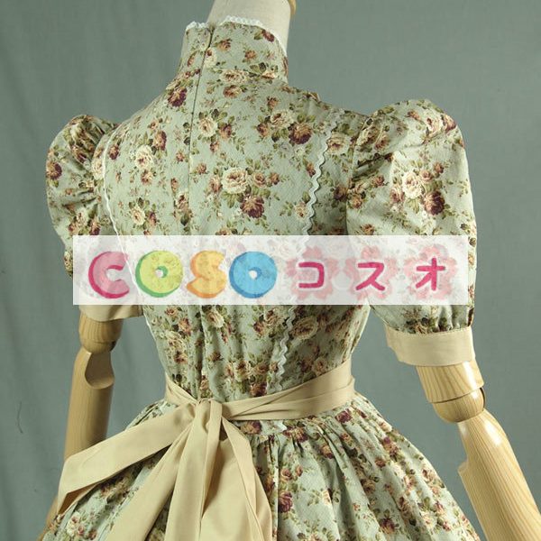 ロリータ服　ワンピース　オリーブカラー　ボディコン　プリント柄　ドレス　コットン　可愛い　半袖　ポートレイトネック　プリント付き　カジュアル　 ―Lolita0574