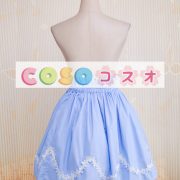 ロリータスカート，ブルー　レース　スィート　コットン　プリーツ ―Lolita0590 2