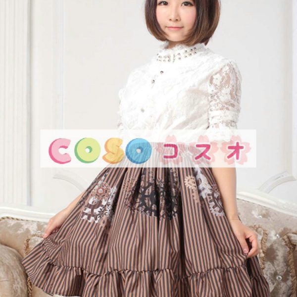 ロリータ服　スカート　チョコレート　スィート　プリント　レース　 ―Lolita0595