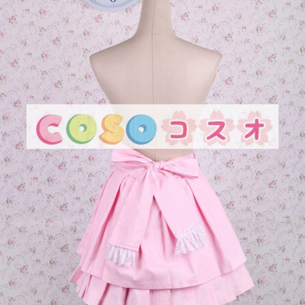ロリータスカート，ピンク　ラッフル　プリーツ　レース　スイート　コットン　 ―Lolita0634