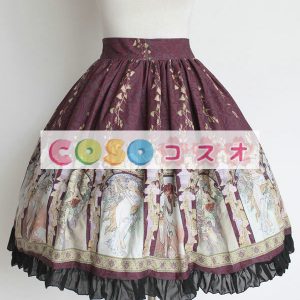 ロリータ服　スカート　レトロ　プリント柄　 ―Lolita0648