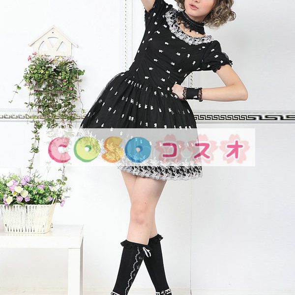 ロリータ服　ワンピース　ブラック　ショートスリーブ　ネックレス含まず ―Lolita0697